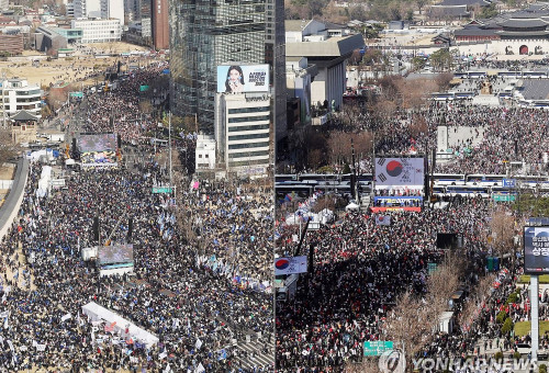 15일 서울 곳곳에서 윤석열 대통령 탄핵 찬반 집회가 열리고 있다. 