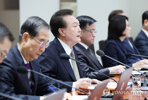 윤석열 대통령이 20일 서울 용산 대통령실 청사에서 열린 국무회의에서 발언하고 있다. 