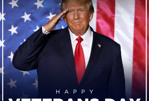 미국 47대 대통령 당선자 도널드 트럼프가 자신의 \"X\"계정에 베터런스데이 기념으로 게재한 사진